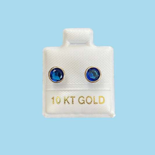 Broqueles Oro 10K Zirconia Azul