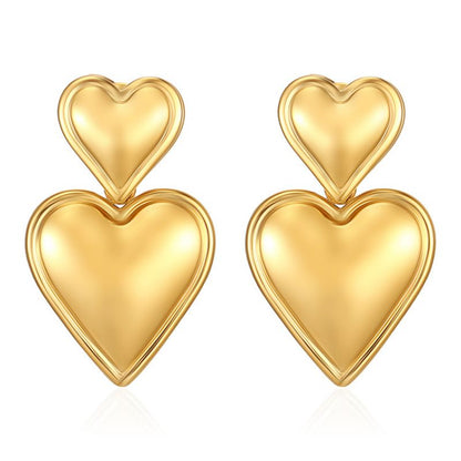 Aretes Corazones Dorados Acero Inoxidable 1M5