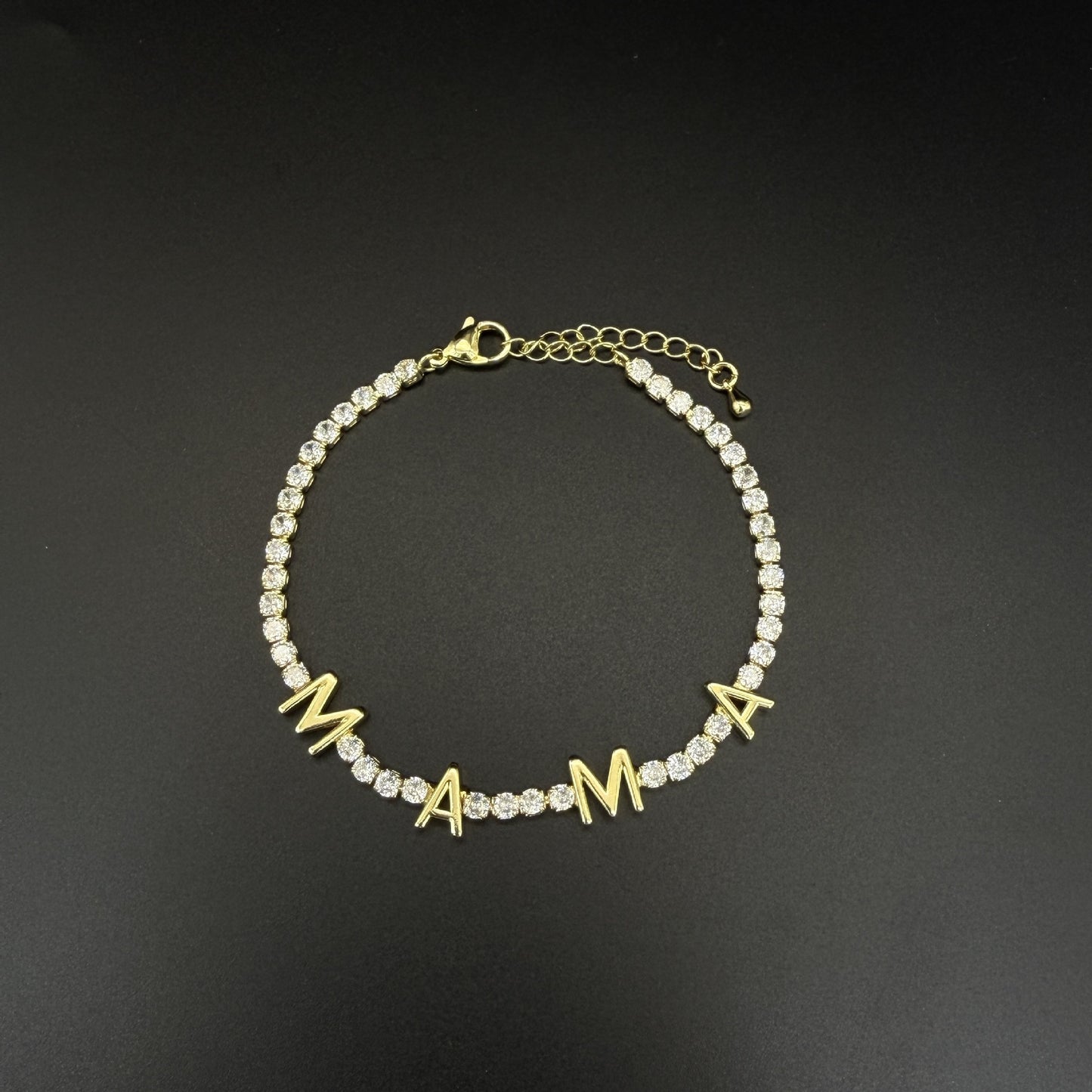Pulsera Dorada Mamá Brillantes  1G2