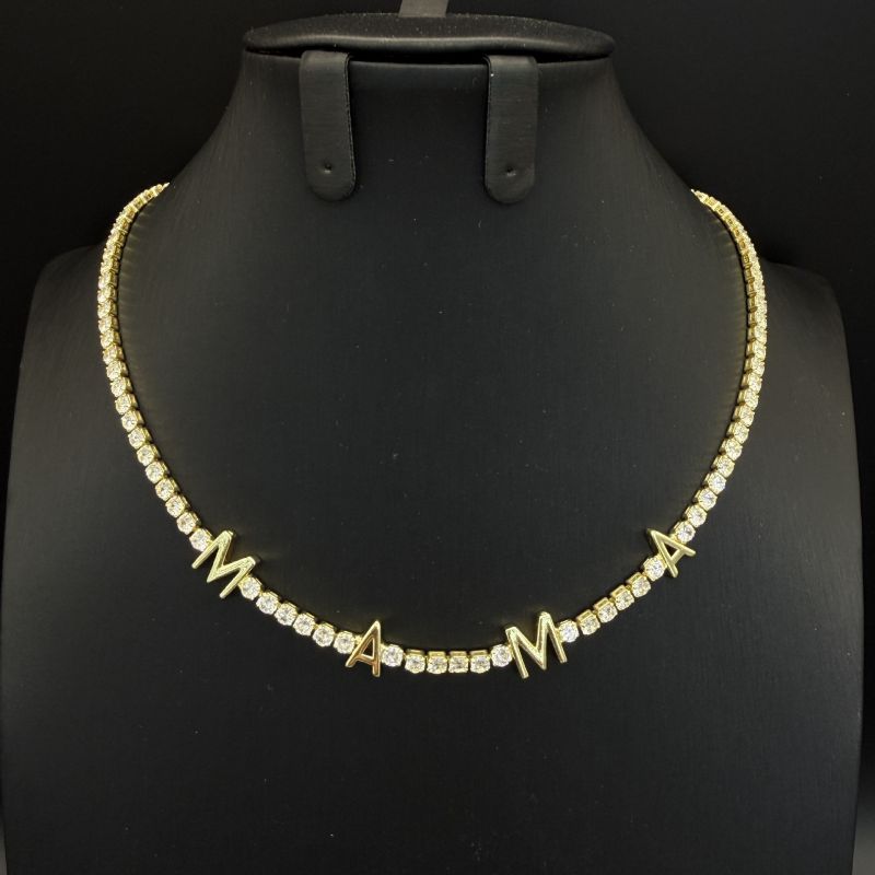 Collar Dorada Mamá Brillantes  1K8