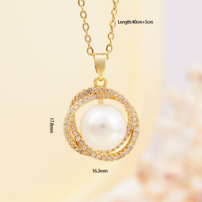 Collar Dorado Perla Brillante  Chapa de Oro 1L7