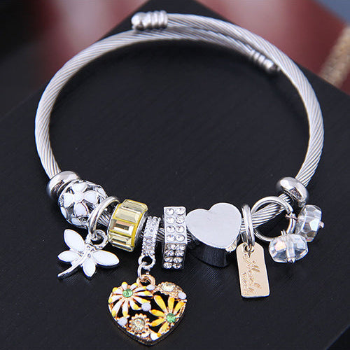 Pulsera Plateada de Charms Acero Inoxidable 1A1