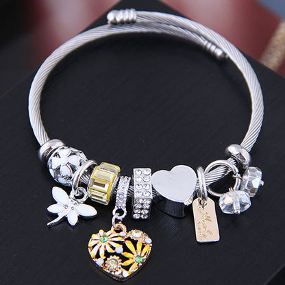 Pulsera Plateada de Charms Acero Inoxidable 1A1