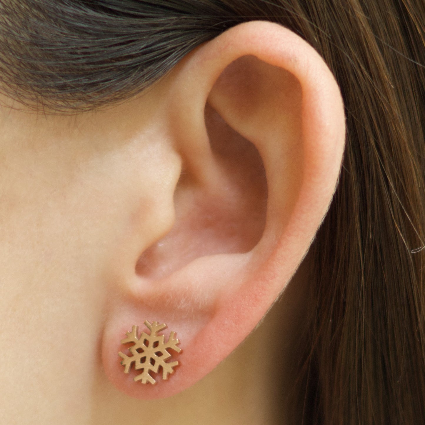 Aretes Mini Copo Nieve Oro Rosa Acero Inoxidable  C669