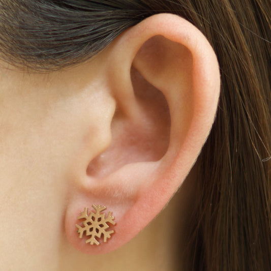 Aretes Mini Copo Nieve Oro Rosa Acero Inoxidable  C669
