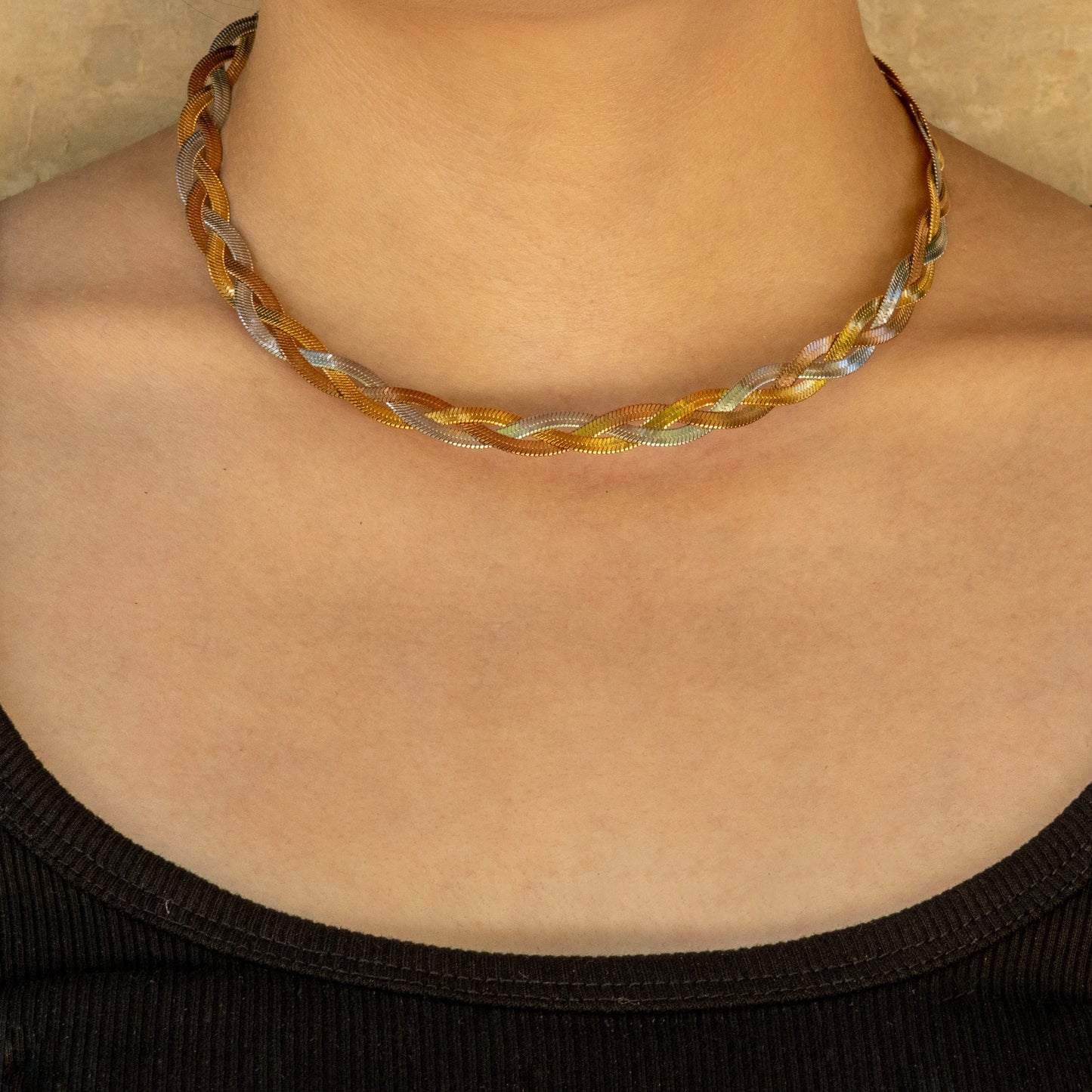 Collar Trenza 3 Oros Acero Inoxidable 1X2