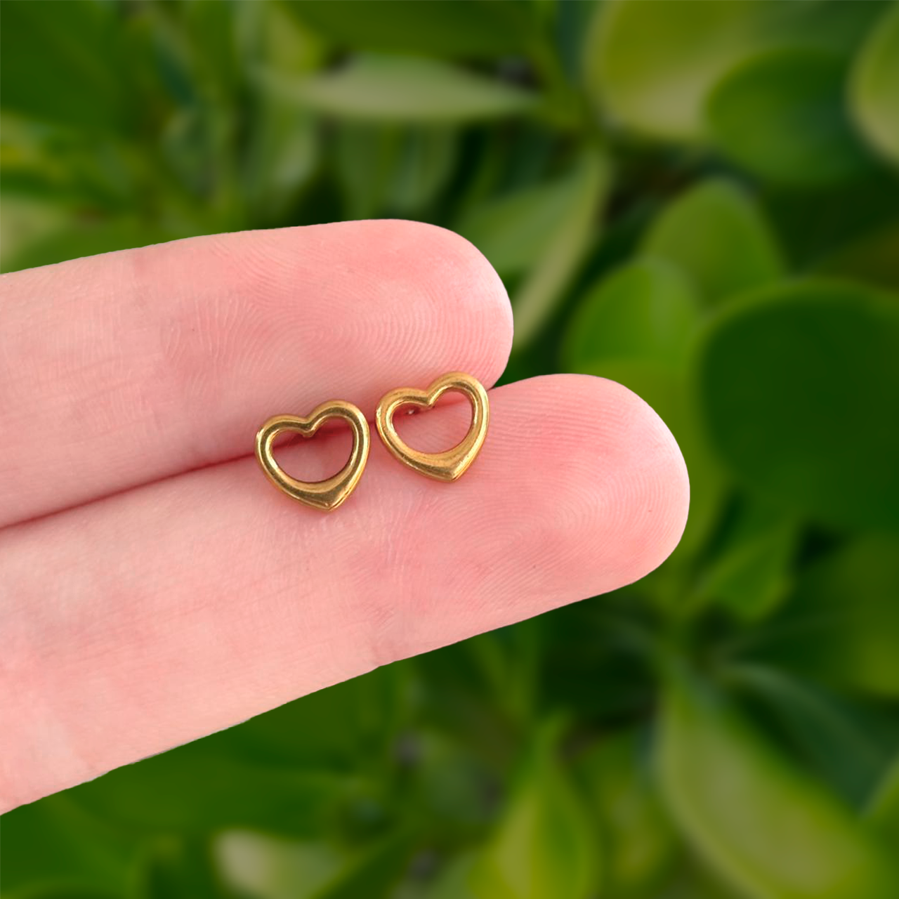 Aretes Dorados Corazón Doble Vista Acero Inoxidable  Ve4