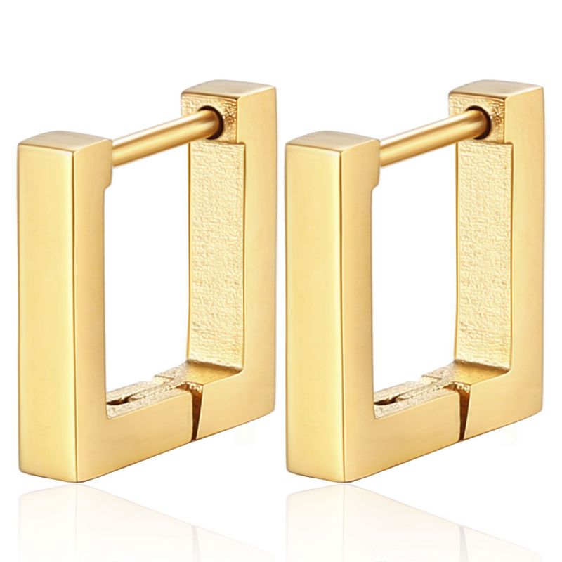 Aretes Arracada Cuadro Dorado 2x6