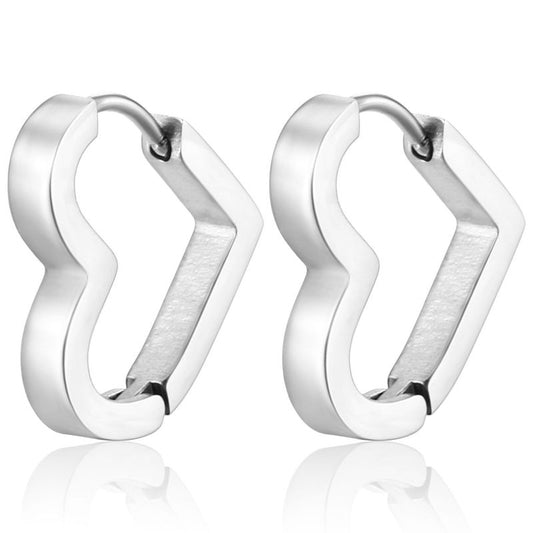 Aretes Arracada Corazón Plateado Acero Inoxidable 2T3