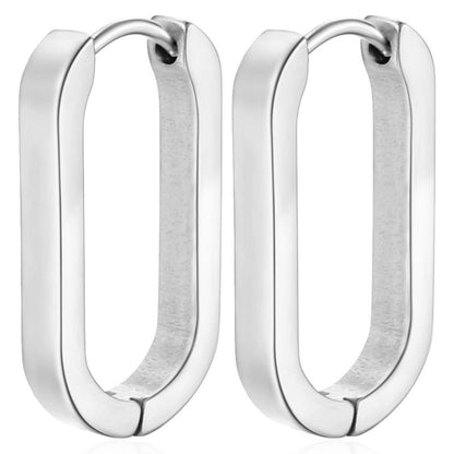 Aretes Arracada Larga Plateada Acero Inoxidable 3J2