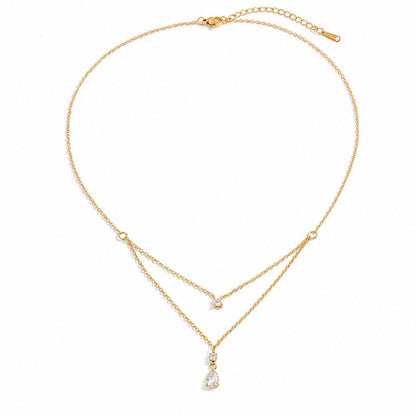 Collar Dorado con Zirconias Acero Inoxidable