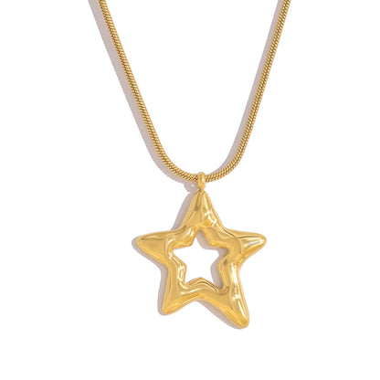Collar Dorado Estrella Acero de Titanio
