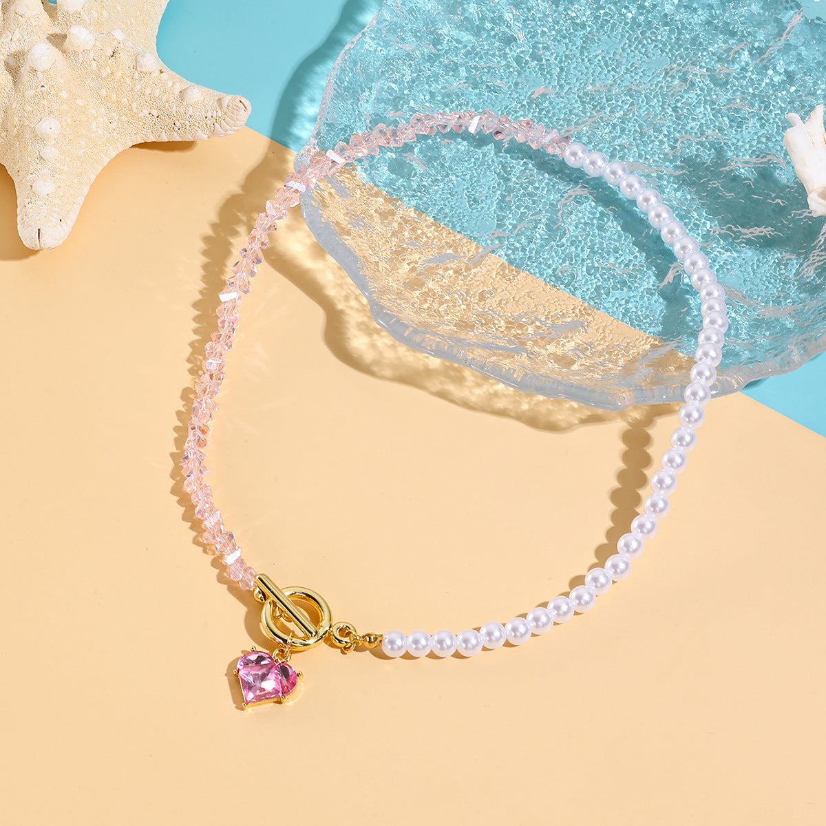 Collar Blanco y Rosa Corazón 1v6