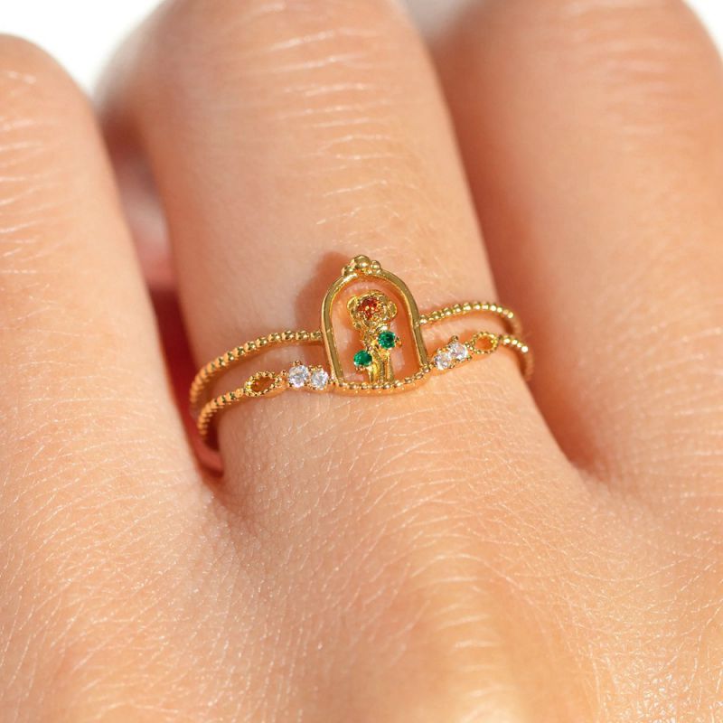 Anillo Dorado Colección Flor Bella Ajustable  1T4