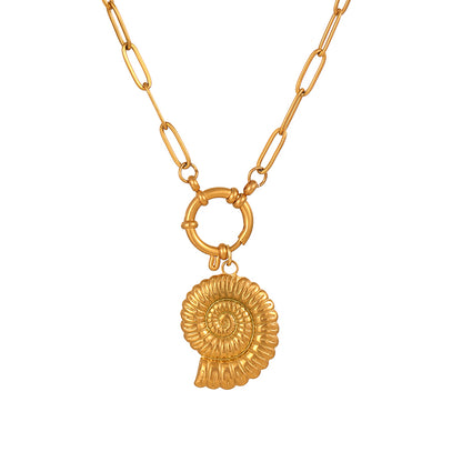 Collar Caracol Dorado Acero Inoxidable 1L4