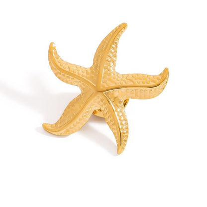 Pin Prendedor Estrella de Mar Dorada Acero Inoxidable  1K2