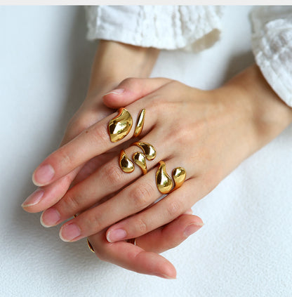 Anillo Gotas Encontradas Doradas Acero Inoxidable 1L5