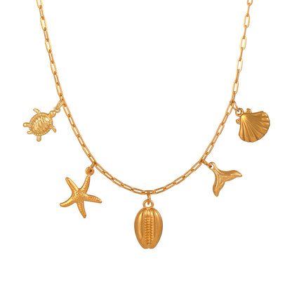 Collar Charms Concha Dorado Acero Inoxidable 1Z2