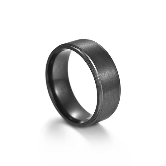 Anillo Mate Negro Hombre Acero Inoxidable