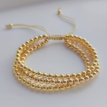 Pulsera de 3 piezas Doradas Trenzadas Bolitas  1Y2