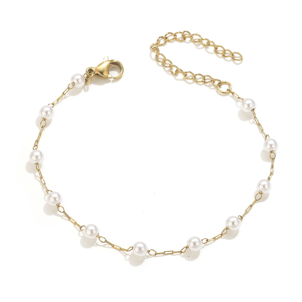 Pulsera Dorada Perlas Acero Inoxidable  1W6