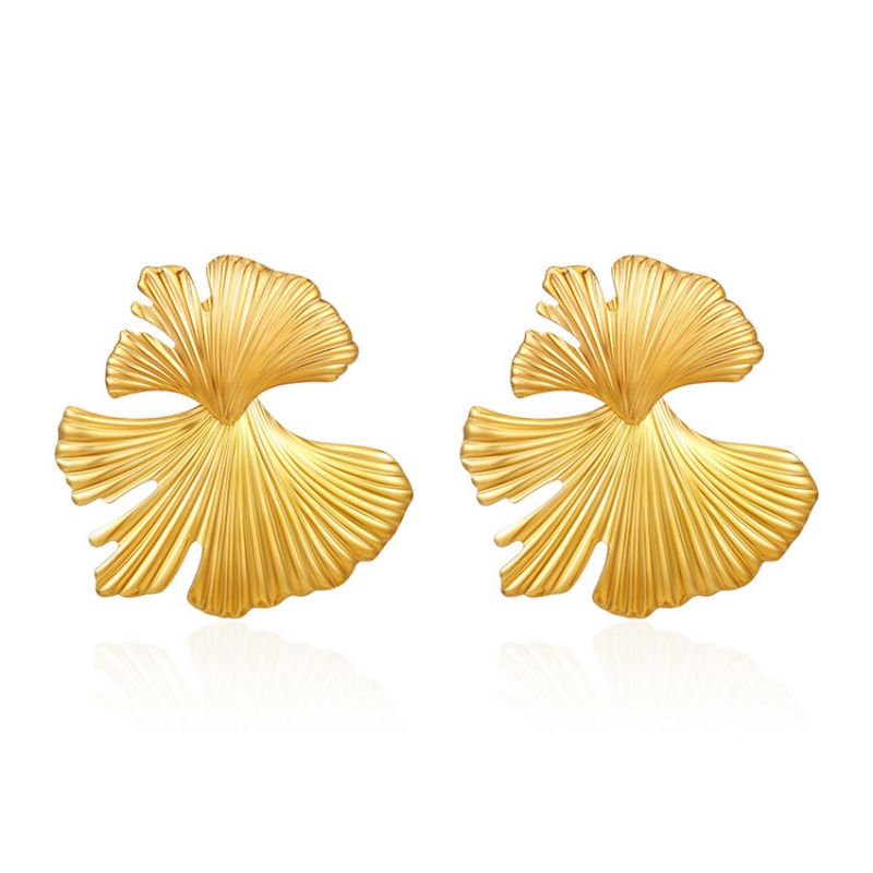 Aretes Dorados Flor Irregular Acero Inoxidable 2X3