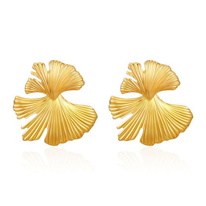 Aretes Dorados Flor Irregular Acero Inoxidable 2X3