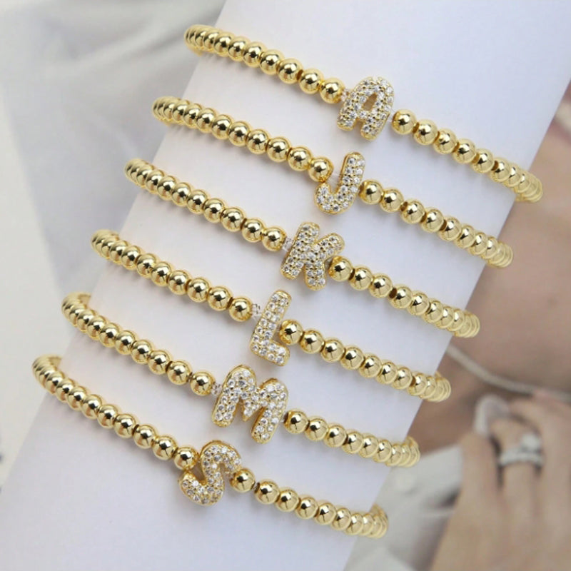 Pulsera Inicial Zirconias Chapa de Oro