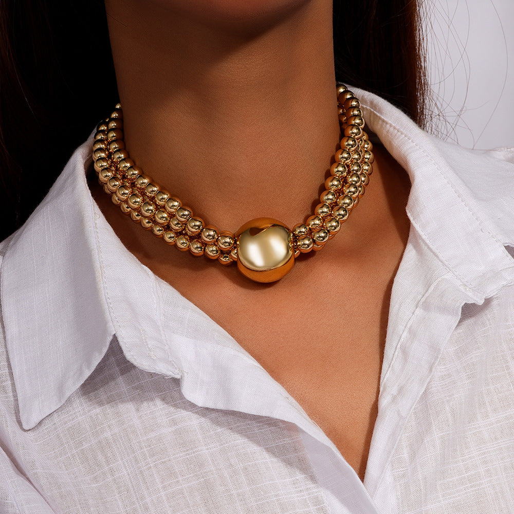 Collar Gargantilla Bolas y Bolitas Doradas  1AA1