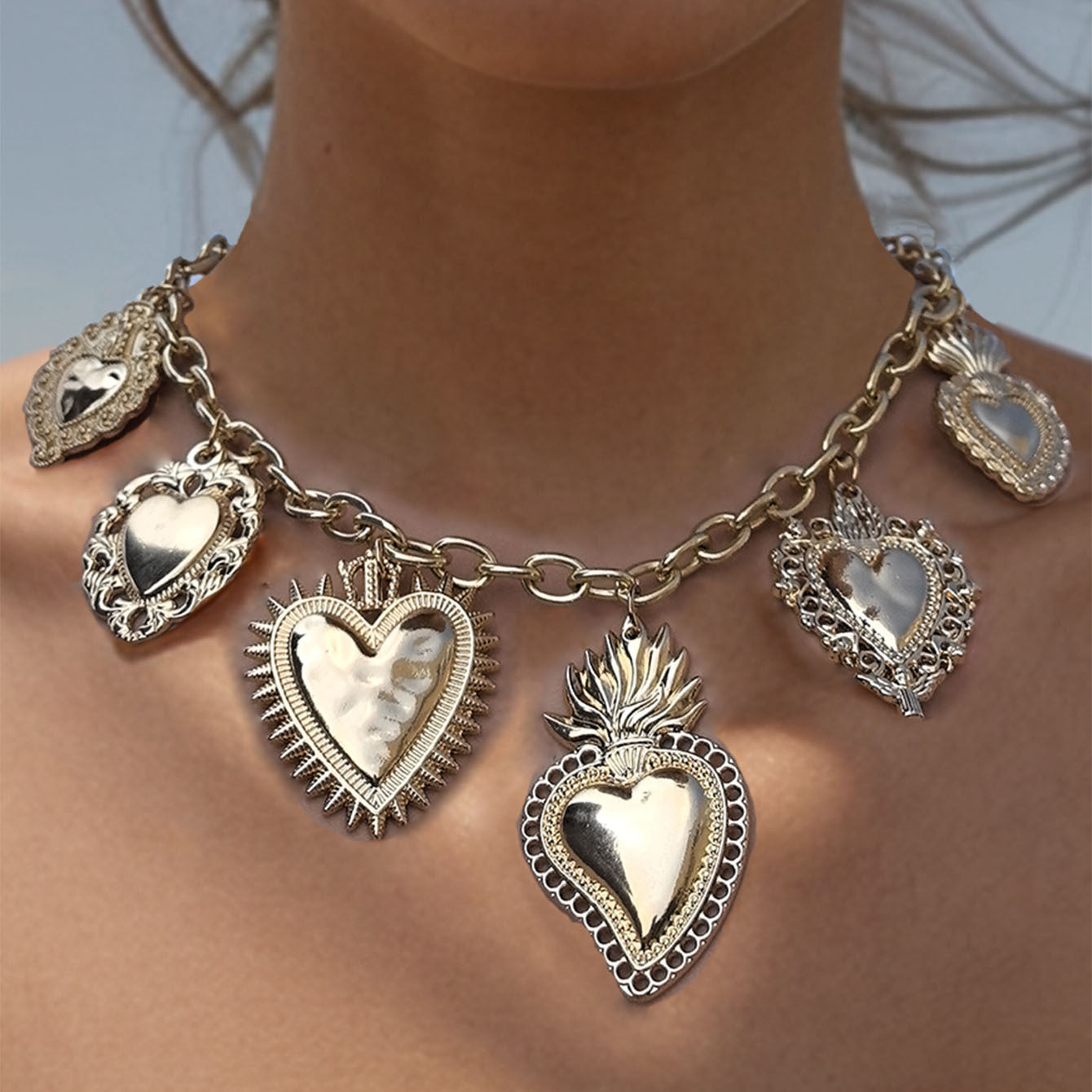 Collar Dorado Gran Corazón  4E34