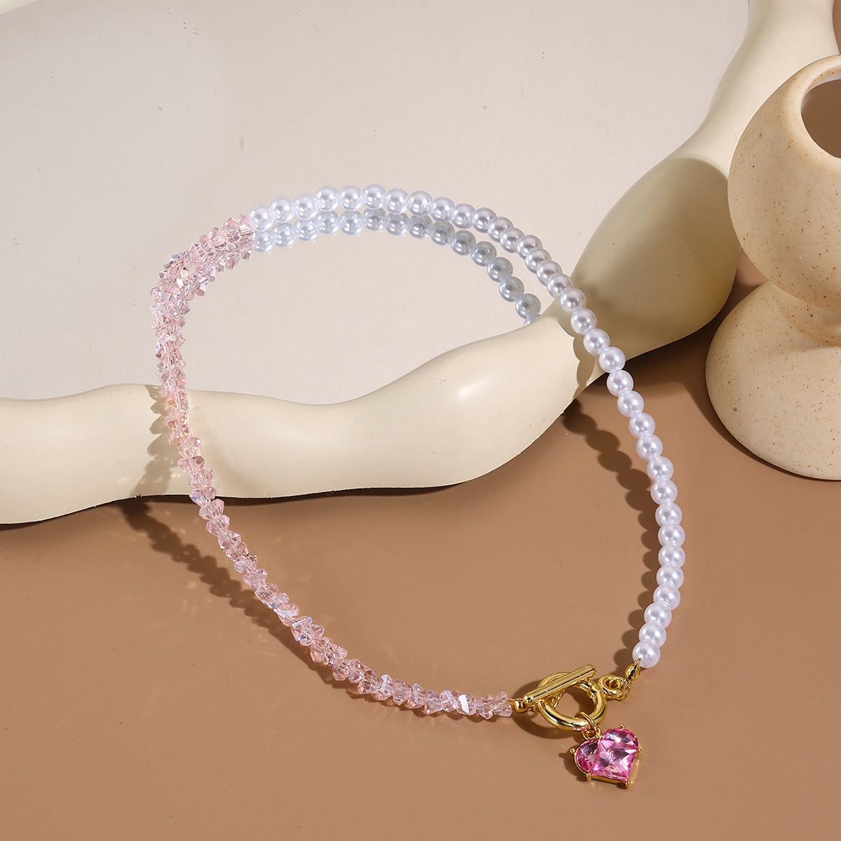 Collar Blanco y Rosa Corazón 1v6