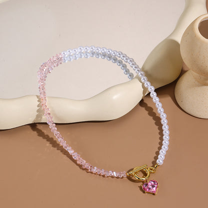 Collar Blanco y Rosa Corazón 1v6