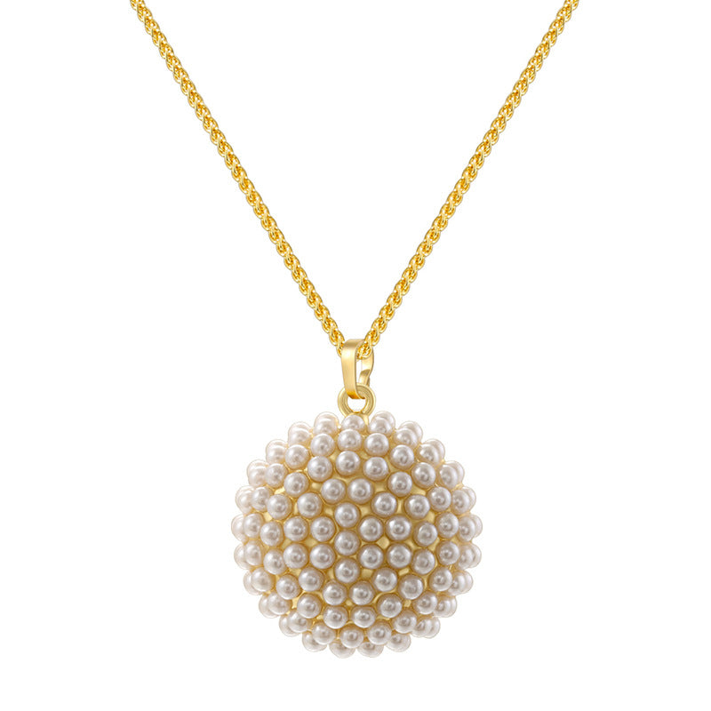 Collar Circulo de Perlas Dorado Chapa de Oro C705