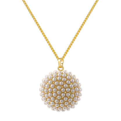 Collar Circulo de Perlas Dorado Chapa de Oro C705