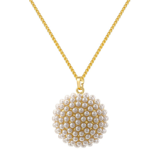 Collar Circulo de Perlas Dorado Chapa de Oro C705