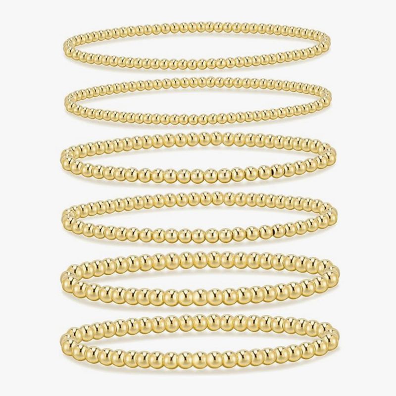 Set Pulseras Bolitas Doradas Chapa de Oro  4E40