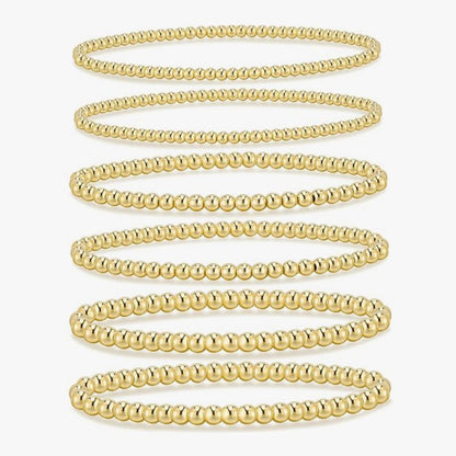 Set Pulseras Bolitas Doradas Chapa de Oro  4E40