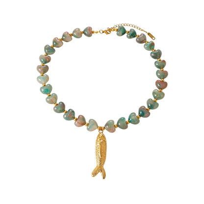 Collar de Pez Corazones Acero Inoxidable 2Y8