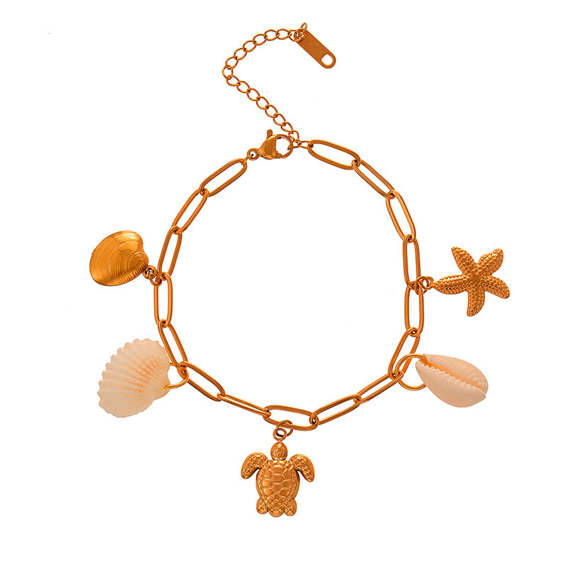 Pulsera Dorada Charms Verano  Acero Inoxidable 3L8