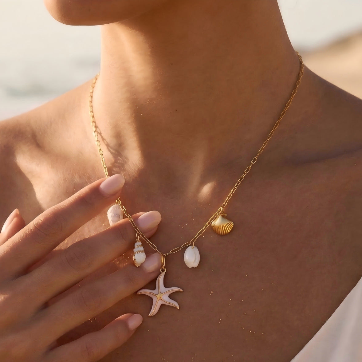 Collar Dorado Charms de Verano Estrella Acero Inoxidable C678