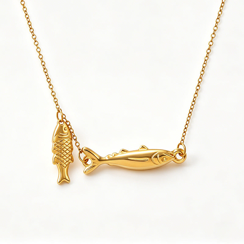 Collar Dorado Peces  Acero Inoxidable 3F2