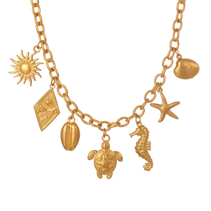 Collar Dorado Charms Verano  Acero Inoxidable R20