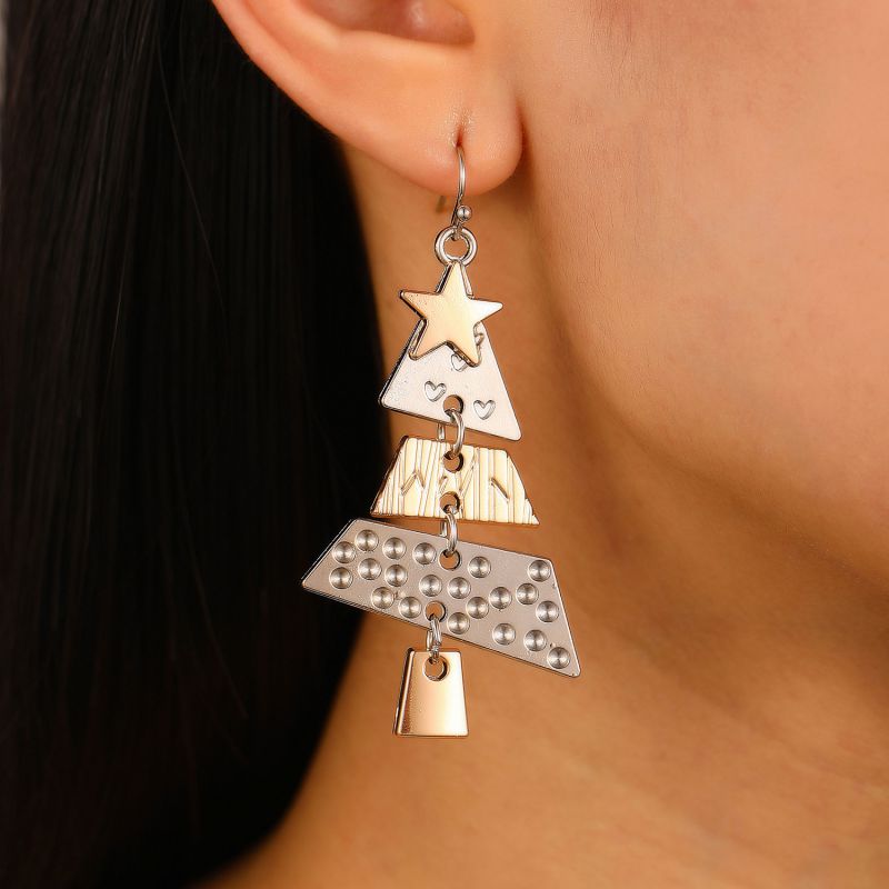 Aretes Árbol de Navidad Oro-Plata
