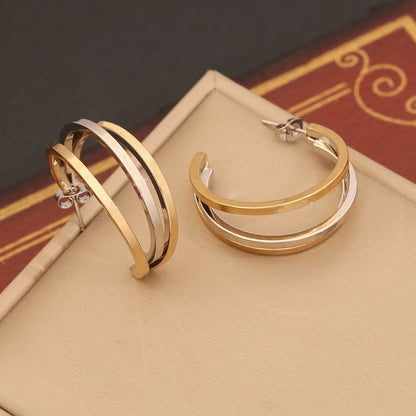 Aretes Oro-Plata Acero Inoxdable  2A4