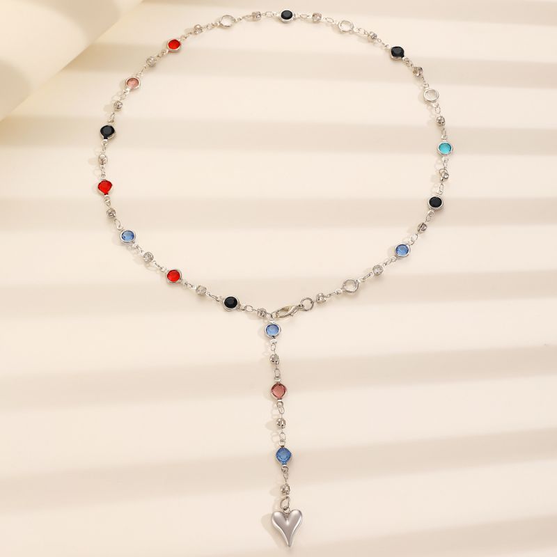 Collar Plateado y Cristales Colores Acero Inoxidable  2S5