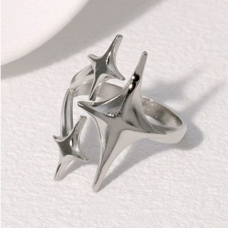 Anillo Plaeado Estrellas Acero Inoxidable 1z2