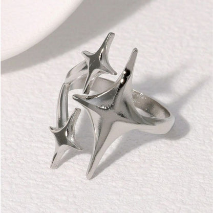 Anillo Plaeado Estrellas Acero Inoxidable 1z2