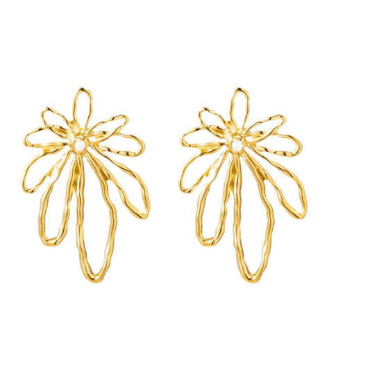 Aretes Flor Dorada Acero Inoxidable 1L6