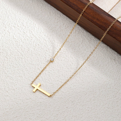 Collar Dorado Cruz y Zirconia 1X3