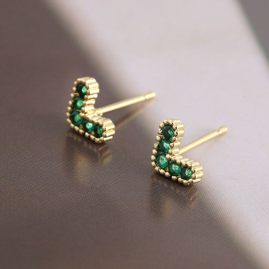 Aretes Mini Corazón Verde 1Y6